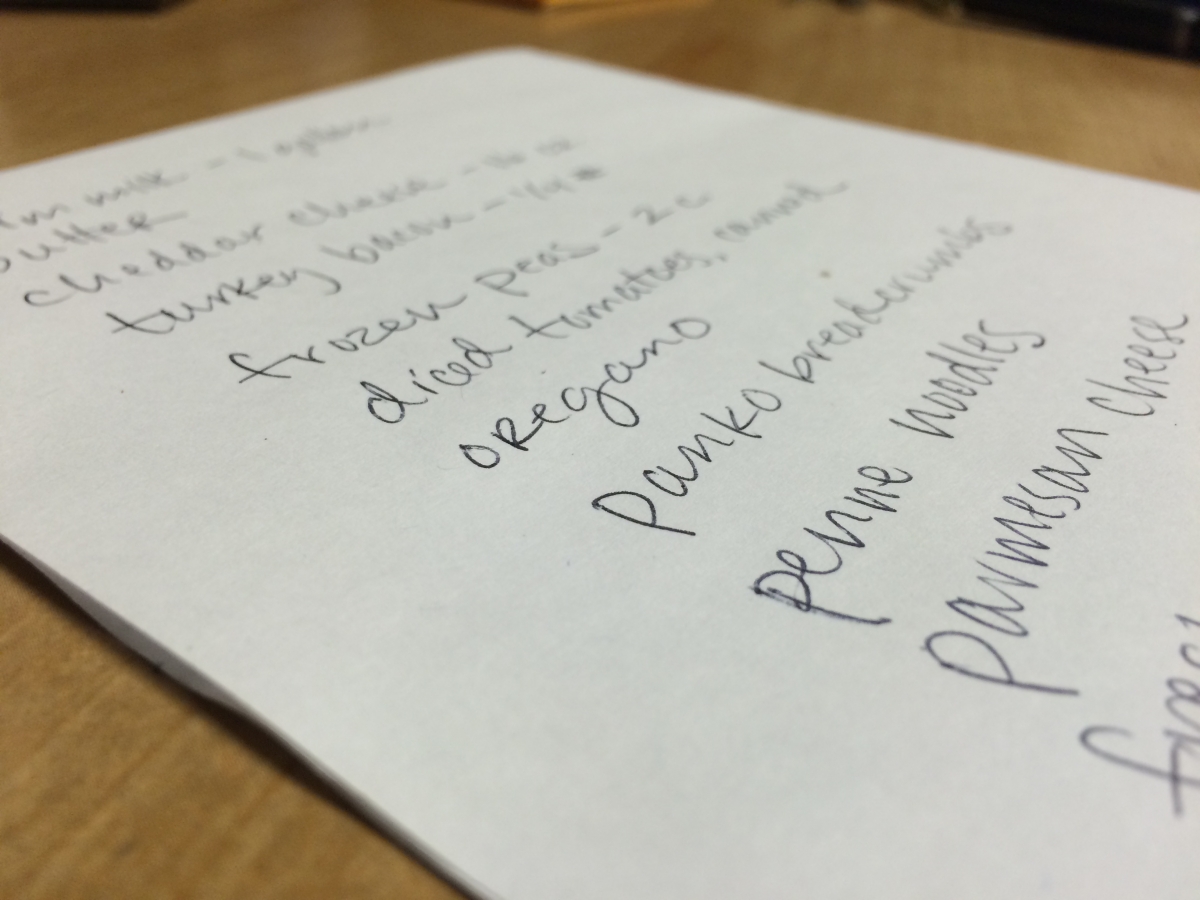 Photo of grocery list